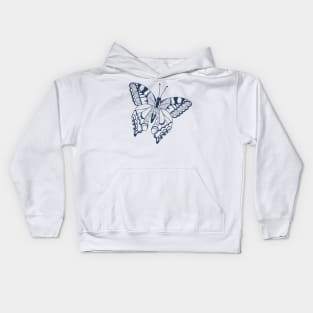 Navy Blue Butterfly Kids Hoodie